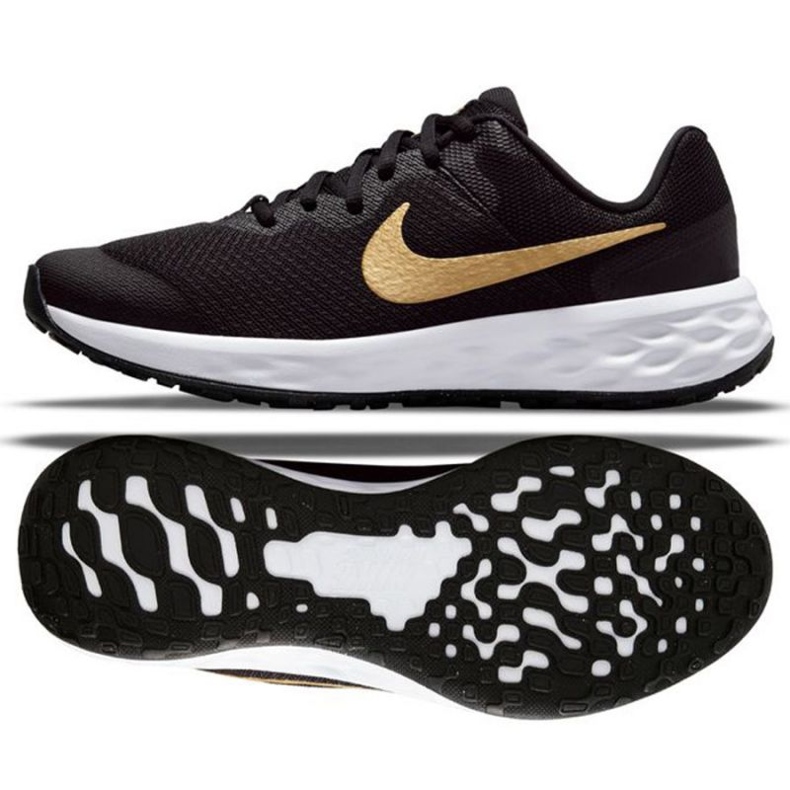 Nike Revolution 6 Jr DD1096 002 chaussures de course le noir d'or