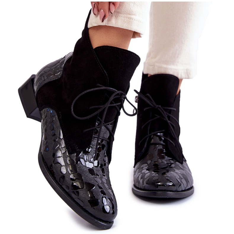 Bottes En Cuir À Talon Plat Maciejka 2878J-01 Noir le noir