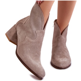 PA2 Bottines à Talons Daim Beige Resso