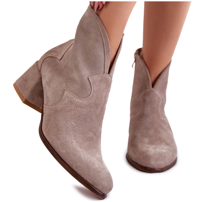 PA2 Bottines à Talons Daim Beige Resso