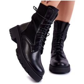 PA1 Bottines à Lacets Chaussettes Cuir Noir Riston