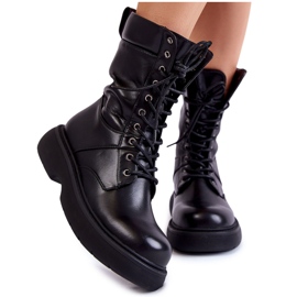 Bottines Cuir Femme Bottines à lacets Noir Passione le noir