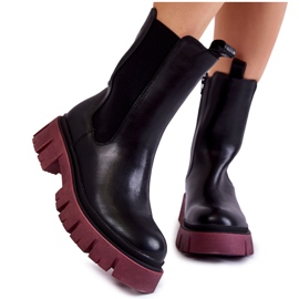 Bottes de travail à plateforme pour femmes Noir-Claret Aliana