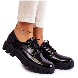 Vinceza Chaussures laquées à la mode nouées Black Gwendy noir