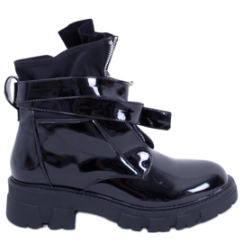 BM Fray Bottines plates laquées noires le noir