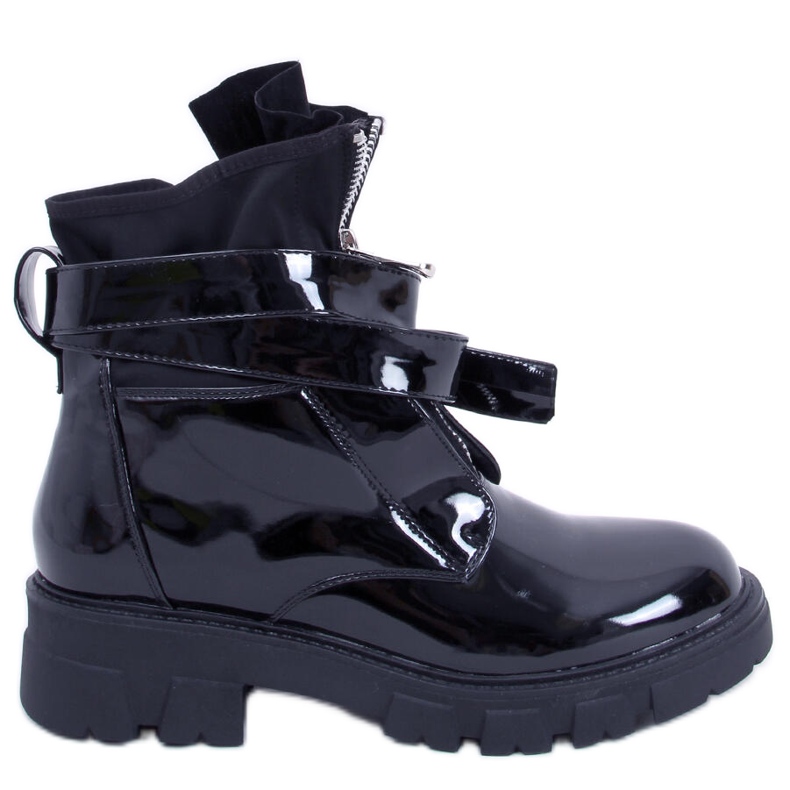 BM Fray Bottines plates laquées noires le noir