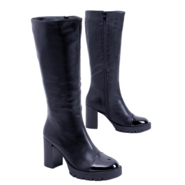 BM Angie Bottes noires à talons larges le noir