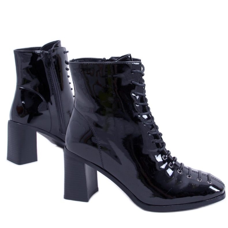 BM Bottines à talons hauts, laquées Aubrey Noir le noir