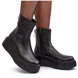 PL5 Bottes en cuir pour femmes sur la plate-forme Jenefer noire