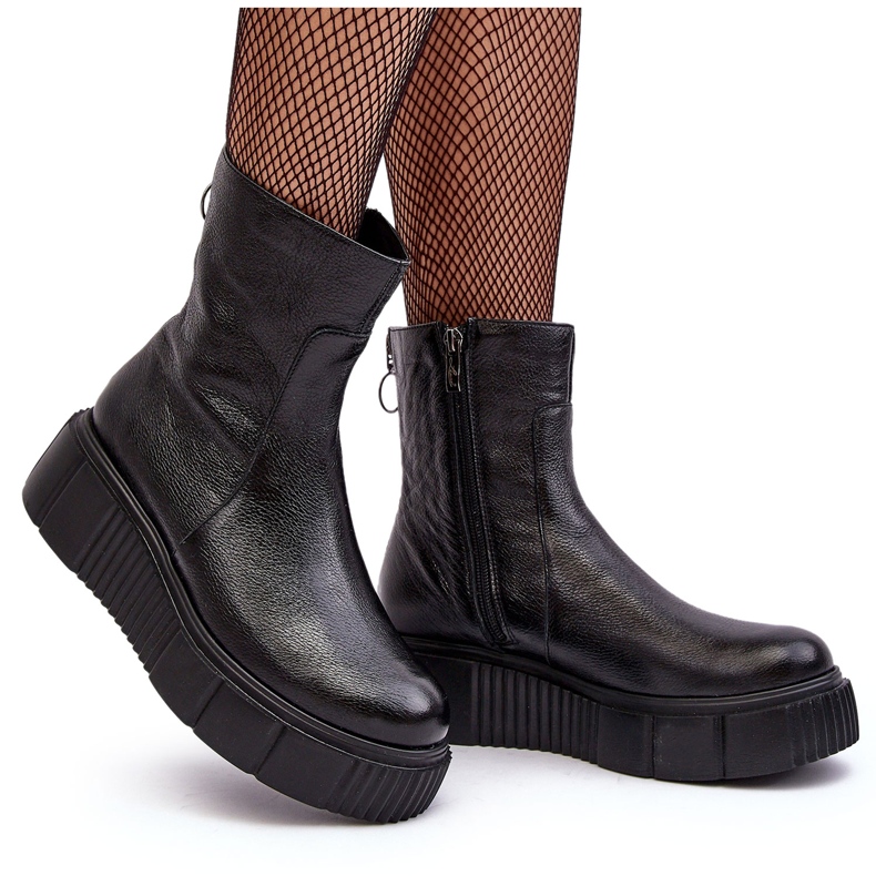 PL5 Bottes en cuir pour femmes sur la plate-forme Jenefer noire le noir