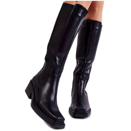 BM Bottes en cuir noir Larsen pour femmes le noir