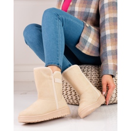 Bottes de neige pour femme en daim beige Big Star KK274617