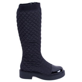 BM Élégantes bottes matelassées Coco Black noir