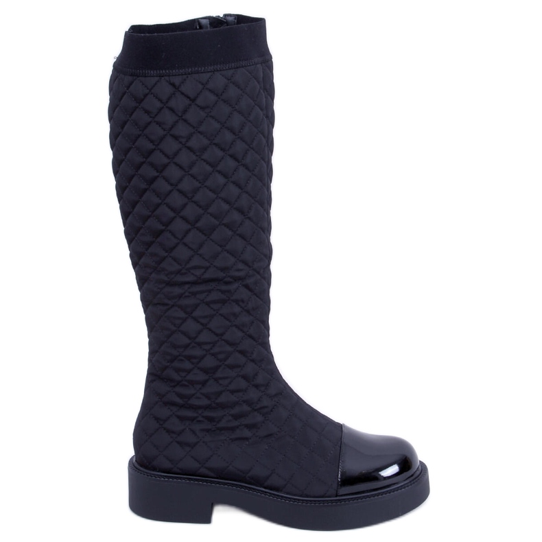 BM Élégantes bottes matelassées Coco Black le noir