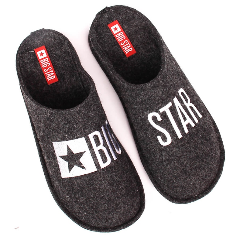 Chaussons de maison pour hommes en feutre de laine Big Star KK176003 le noir