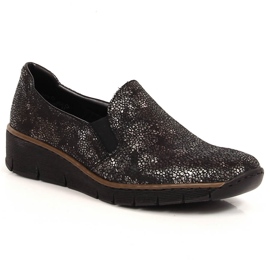 Chaussures à enfiler confortables pour femmes avec élastiques Rieker 53766-00 le noir Chaussures à enfiler confortables pour femmes avec élastiques Rieker 53766-00 le noir