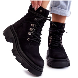 Bottines Cuir Chaudes à Lacets Noir Merisha le noir
