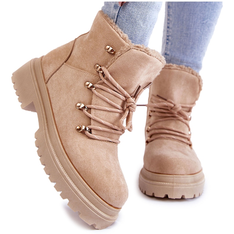 Bottes en daim pour femmes Beige Bellita Trappers