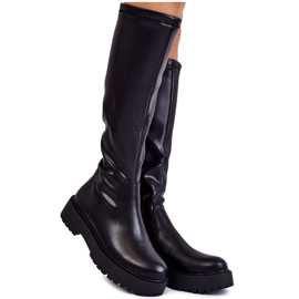 Sergio Leone Bottes en cuir pour femmes sur la plate-forme Aretha noire