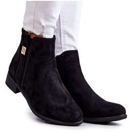 S.Barski Bottines en daim pour femmes avec décoration, noir