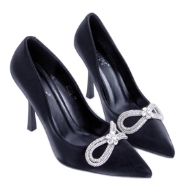 Talons élégants avec pierres Sugar Black le noir