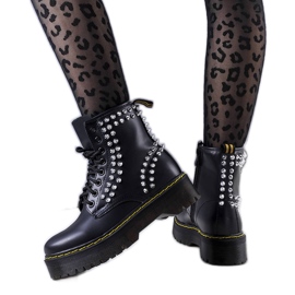 PA1 Boots noires à clous Castello le noir
