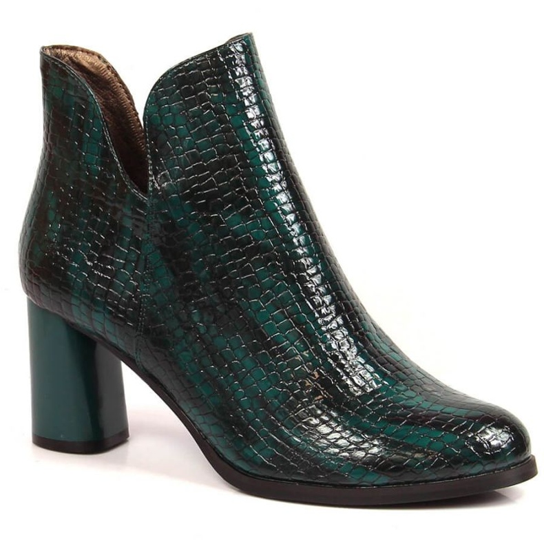 Bottes laquées sur le poteau isolé croco Jezzi W JEZ385B vert