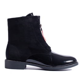 Bottines noires classiques à talons plats