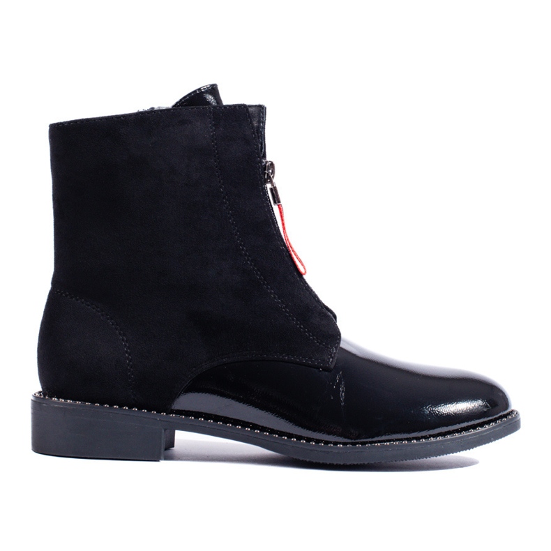 Bottines noires classiques à talons plats le noir