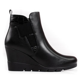SHELOVET Bottes pour femmes sur une semelle compensée noir