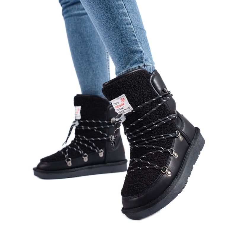 Bottes de neige chaudes pour femmes shelovet noires le noir