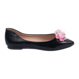 Ballerines femme noires avec cristaux le noir