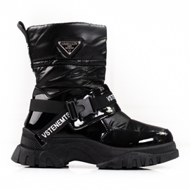 Bottes de neige Shelovet pour femmes isolées avec fourrure noir