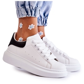 Chaussures de sport à plateforme pour femmes, blanches et noires Chaussures de sport à plateforme pour femmes, blanches et noires