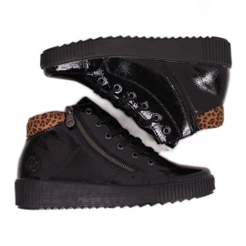 Bottes femme laquées noires Rieker M6434
