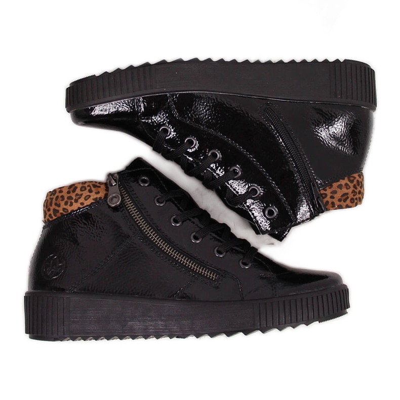 Bottes femme laquées noires Rieker M6434 le noir Bottes femme laquées noires Rieker M6434 le noir