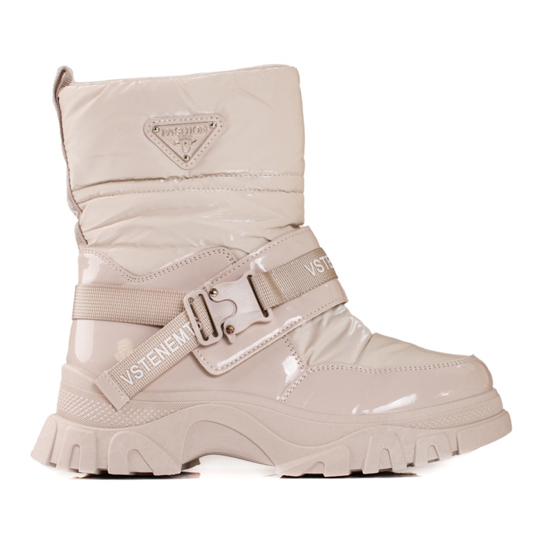 Bottes de neige Shelovet pour femmes isolées avec fourrure beige