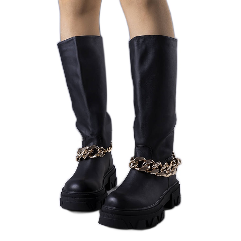 Bottes isolées noires de Cumia le noir