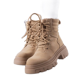 Bottines beiges sur grosse semelle Lyric