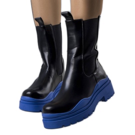 BM Bottines noires sur semelle Jadiel bleue
