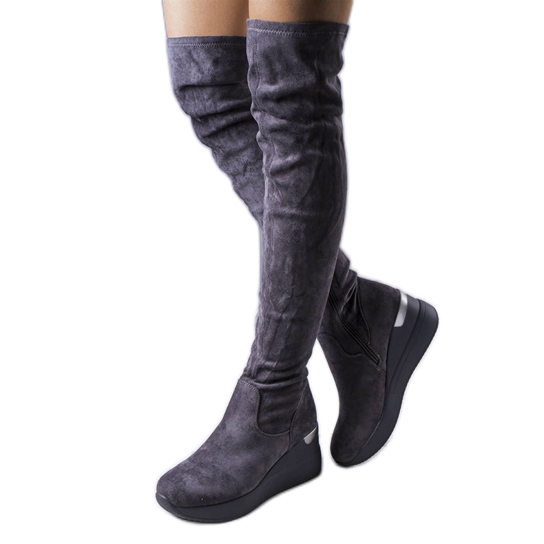PA1 Bottines compensées en daim grises Roland