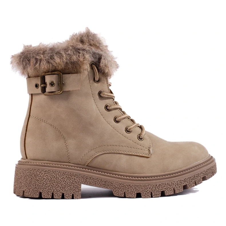 Bottes femme avec fourrure beige