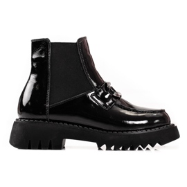 Bottines à plateforme en cuir pour femme le noir