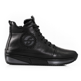 Baskets pour femmes sur la plateforme Shelovet en cuir naturel noir