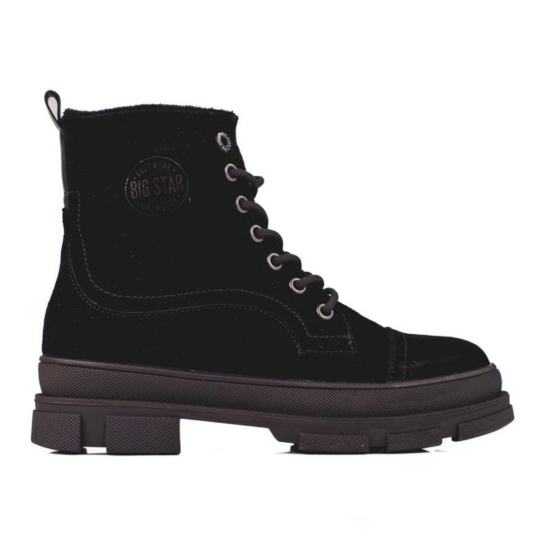 Trappeurs Big Star KK274525 pour femmes en cuir naturel le noir