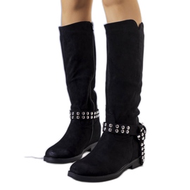Bottes compensées isolées noires de Novate le noir