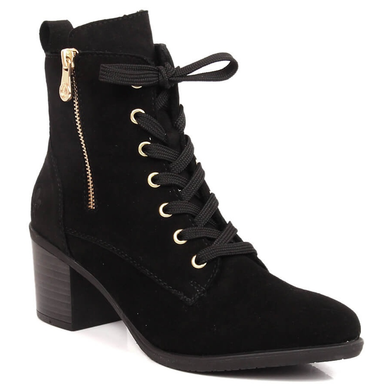 Bottes en cuir suédé noir Rieker Y2022-00 sur le poteau le noir