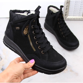 Bottes isolées pour femmes en cuir imperméable Rieker L7701-00 noir