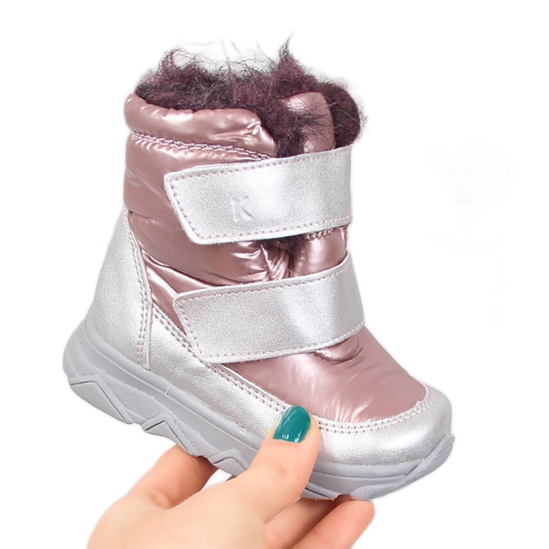 Bottes de neige imperméables pour filles avec membrane velcro Kornecki 6895 rose