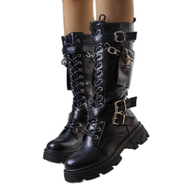 BM Bottes isolées noires avec un sachet Viera le noir